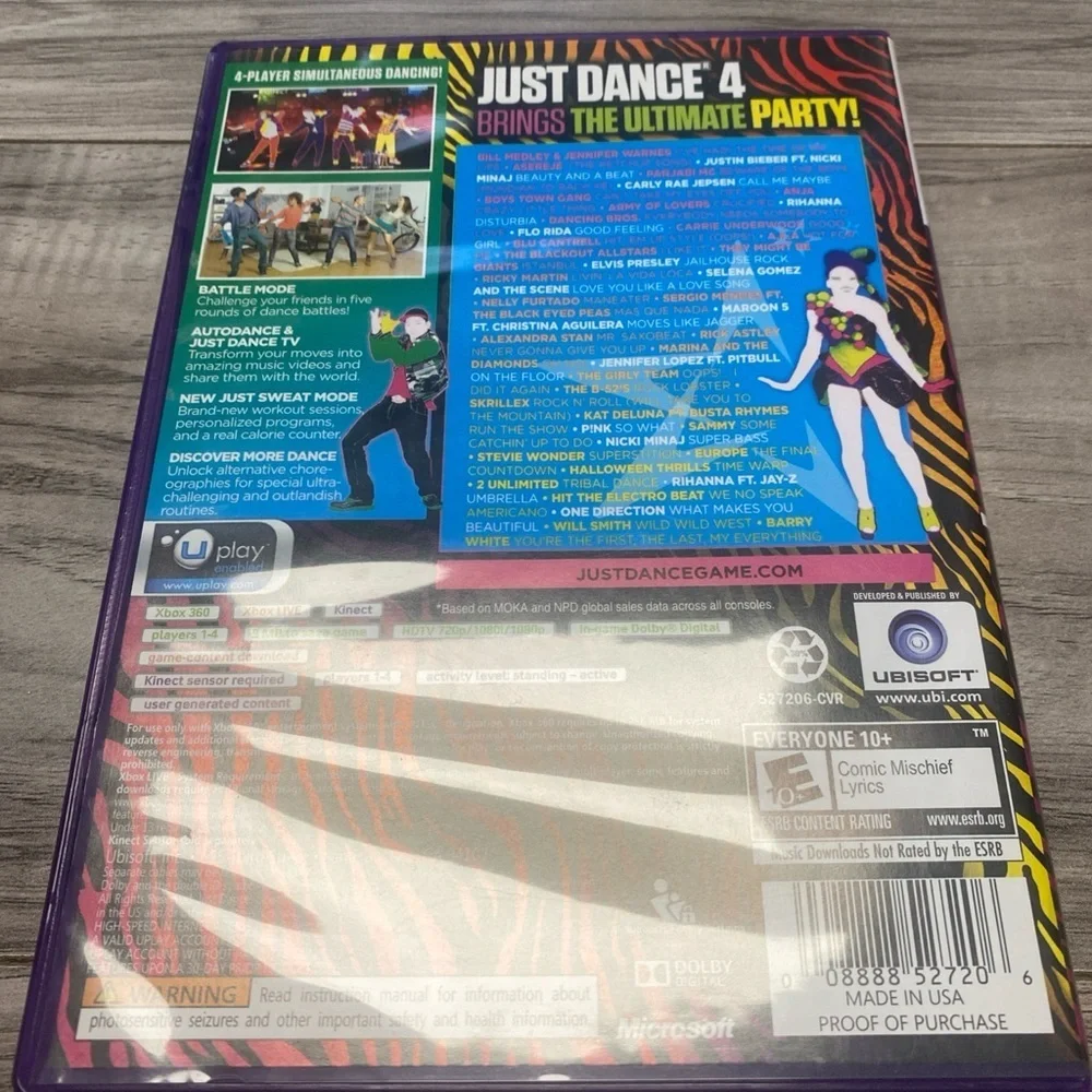 Microsoft XBOX 360 Kinect Just Dance 4 Ultimate Party Songs With Manual